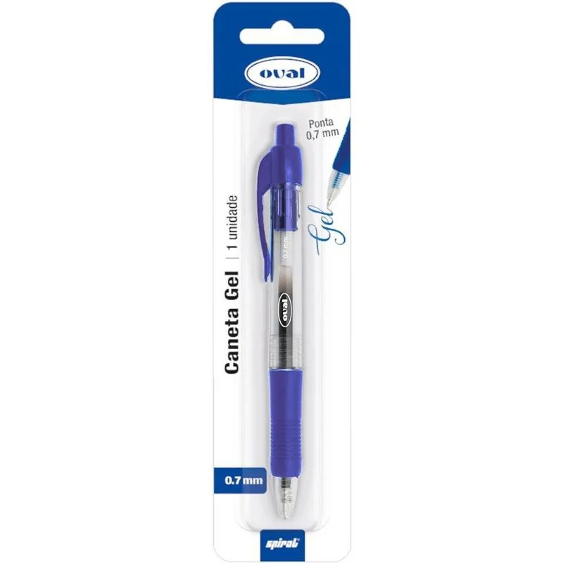 Caneta gel 0.7mm retrátil azul Oval pt 1 un
