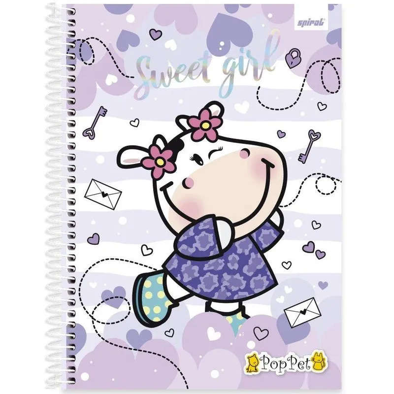 Caderno univ. Capa dura 1x1 80fls Pop Pet 2401247 Spiral Pop pt 1 un