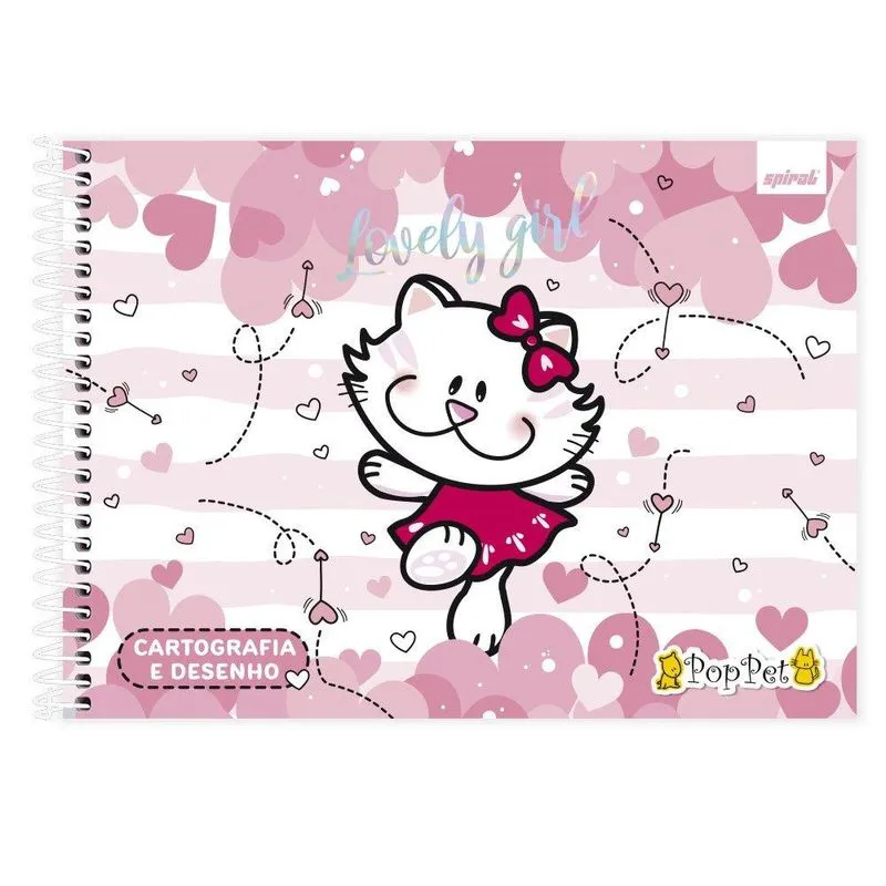 Caderno cartografia capa dura 80fls Pop Pet 2402305 Spiral Pop pt 1 un