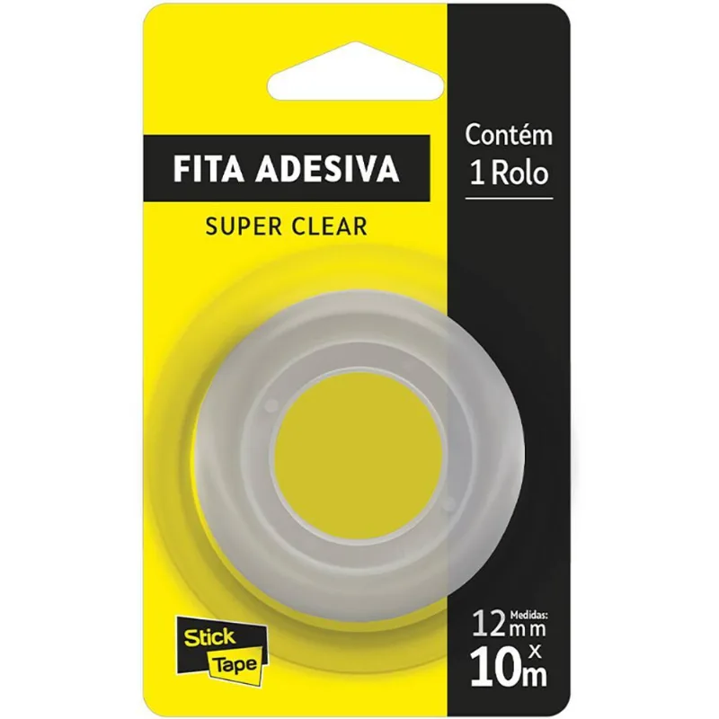Fita Adesiva PP Transparente Super Clear 12mm x 10m Stick Tape