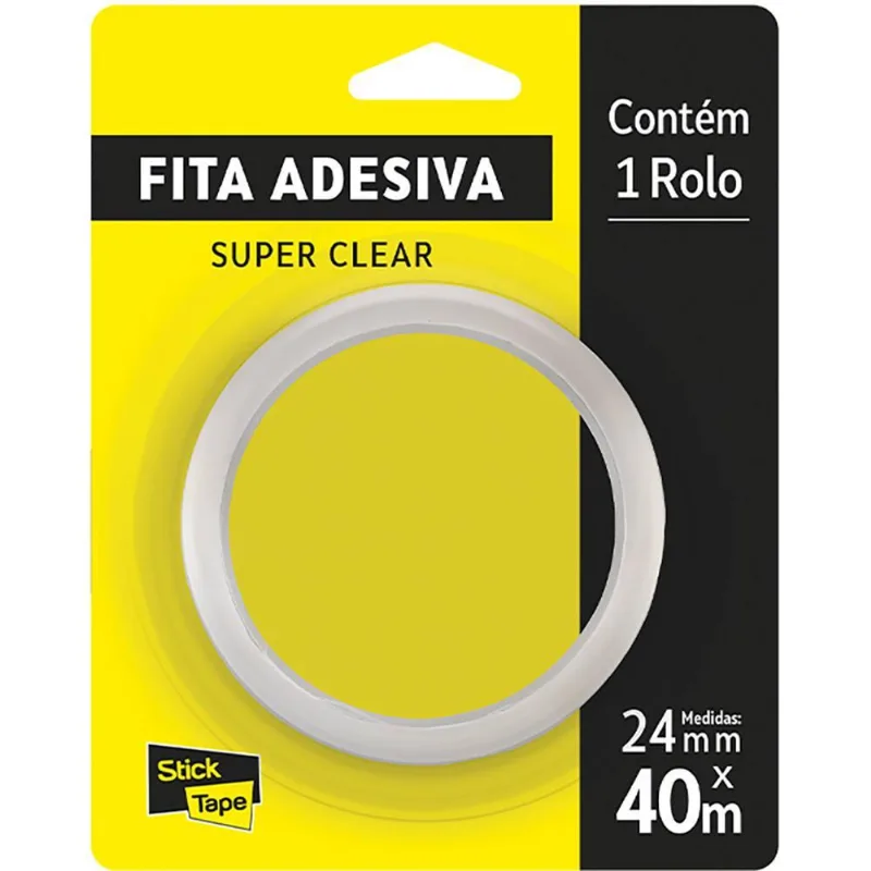 Fita Adesiva PP Transparente Super Clear 24mm x 40m Stick Tape