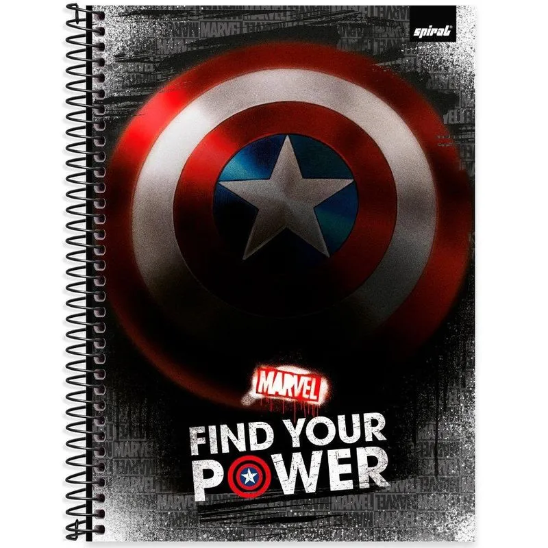 Caderno univ. Capa dura 1x1 80fls Marvel Brick 2403050 Spiral Mvb pt 1 un