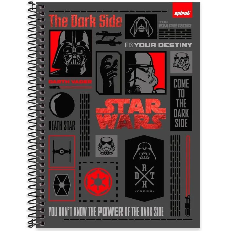 Caderno univ. Capa dura 1x1 80fls Star Wars 2403340 Spiral Starw pt 1 un