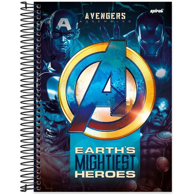 Caderno univ. Capa dura 10x1 160fls Avengers 2403586 Spiral Av pt 1 un