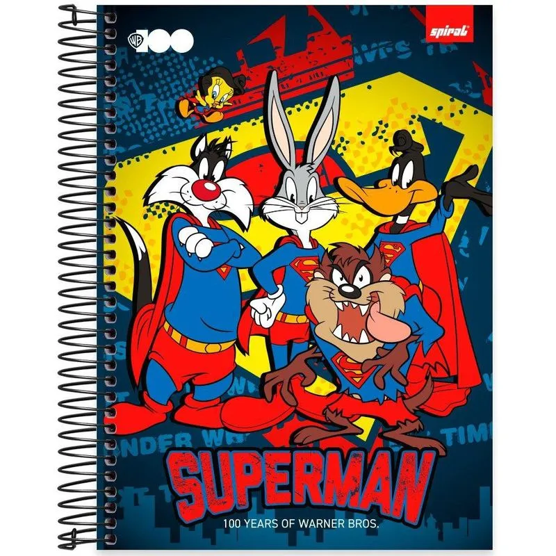 Caderno univ. Capa dura 10x1 160fl W. Bros 2404170 Spiral Wb100 pt 1 un