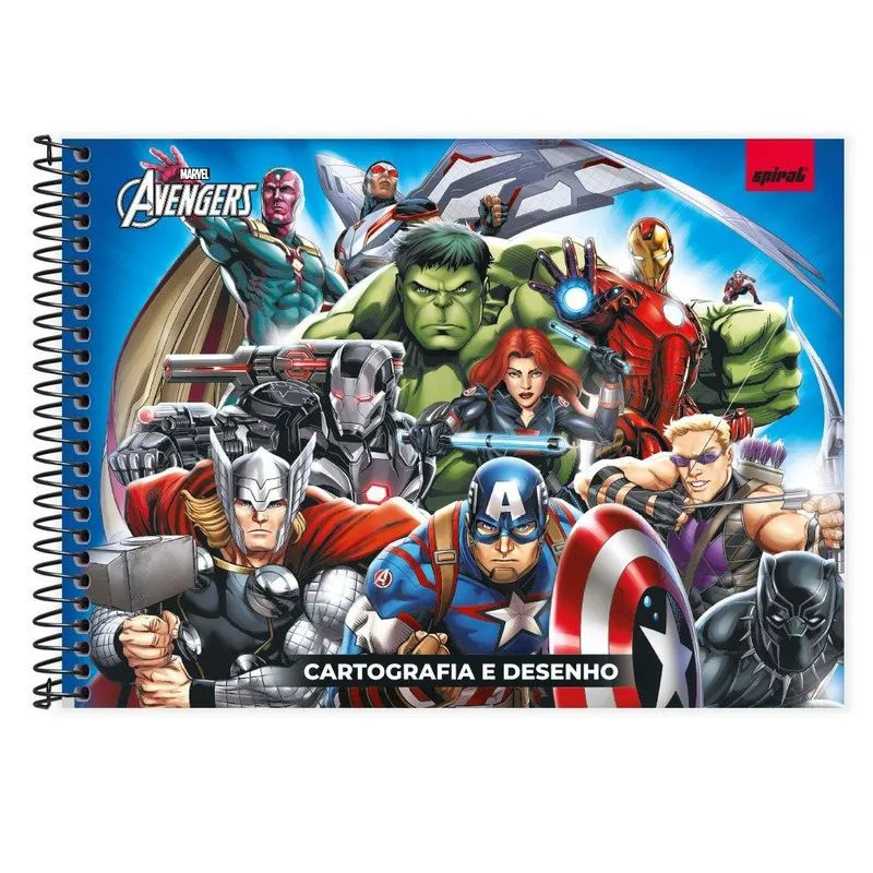 Caderno cartografia capa dura 80fls Avengers 2405207 Spiral Av PT 1 UN