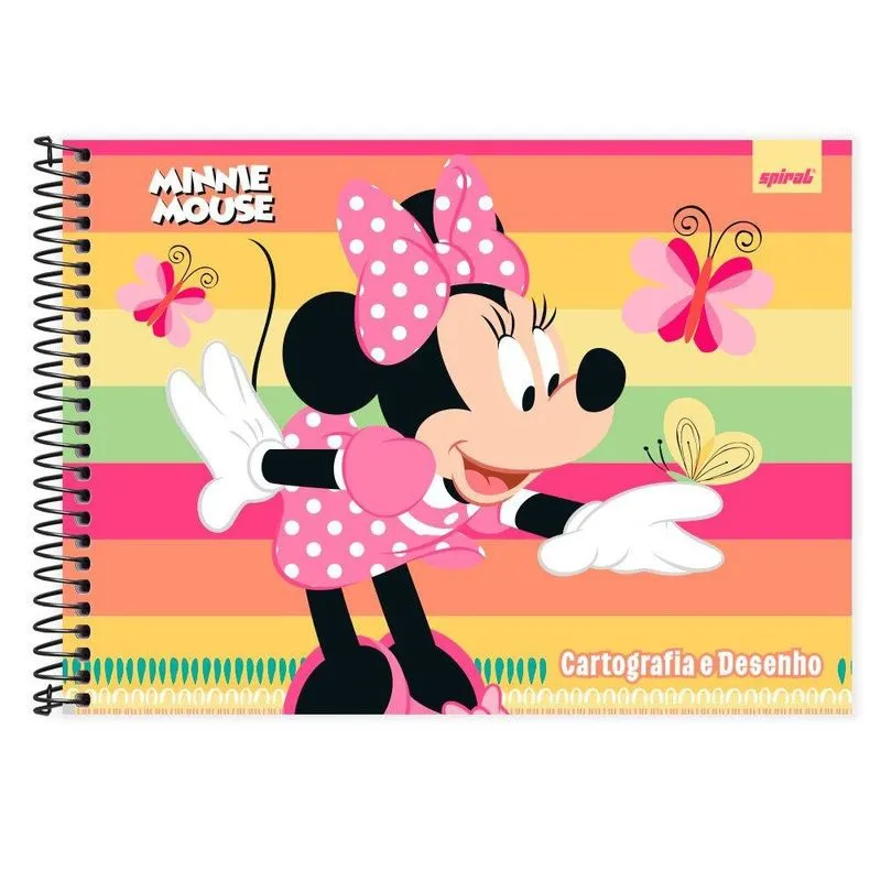 Caderno cartografia capa dura 80fls Minnie Cla 2405337 Spiral Mn pt 1 un
