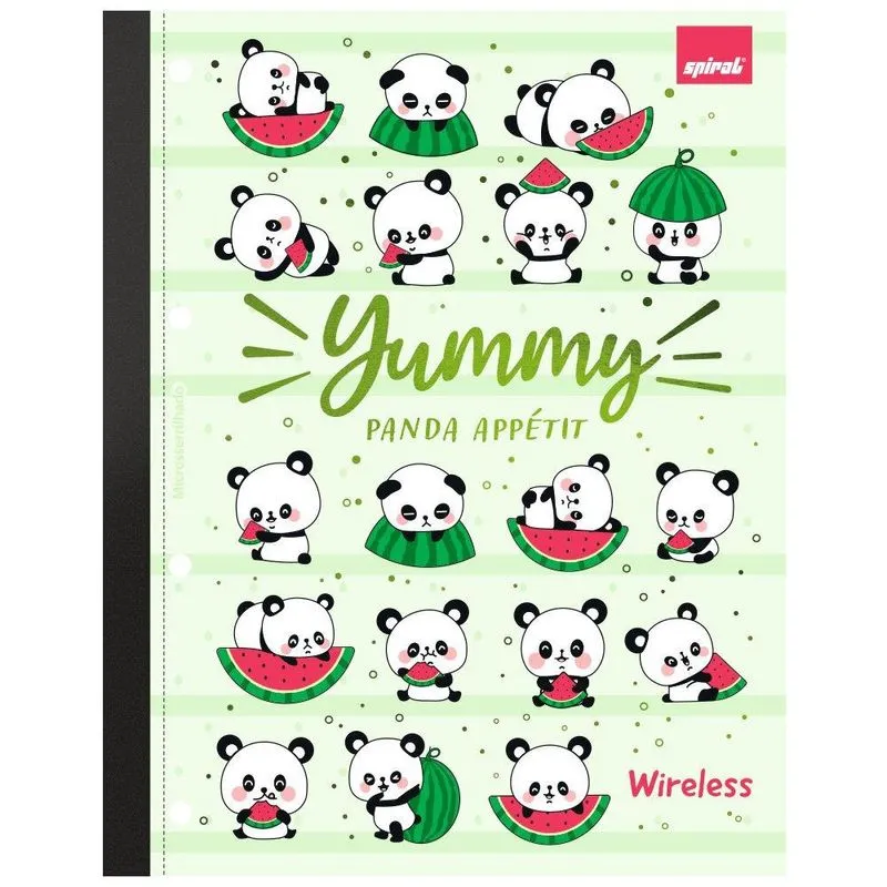 Caderno univ.1x1 80fls coladas wireless Panda 2405634 Spiral Ten pt 1 un