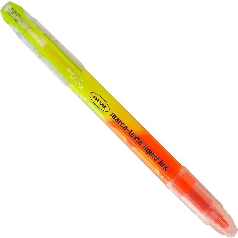 Pincel marca texto ponta dupla amarelo laranja Liquid Ink Oval un 1 un