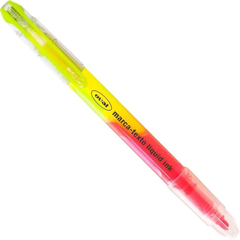 Pincel marca texto ponta dupla amarelo rosa Liquid Ink Oval un 1 un
