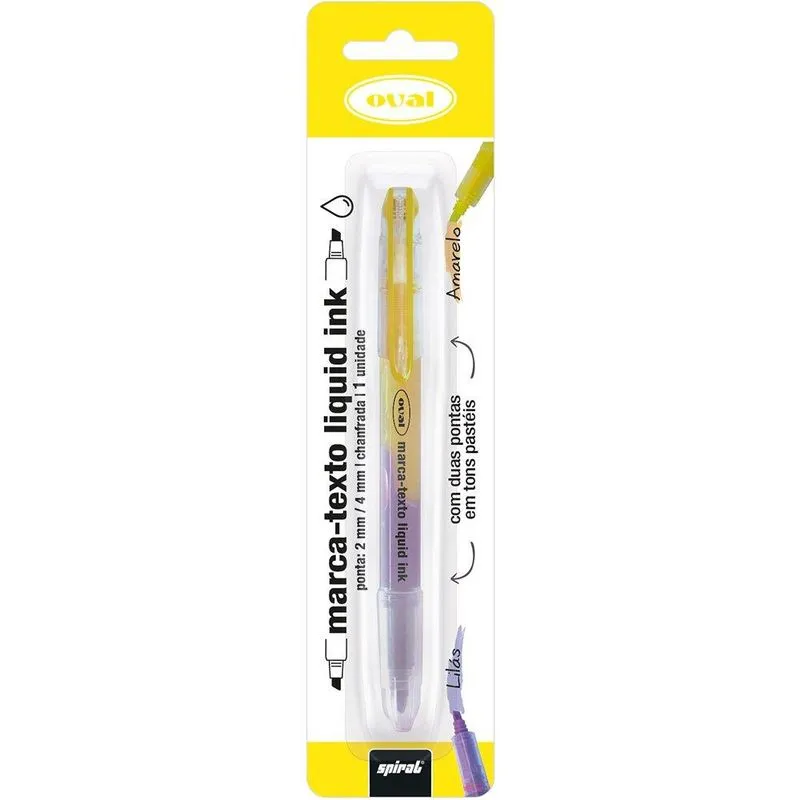 Pincel marca texto ponta dupla amarelo roxo Liquid Ink Oval un 1 un