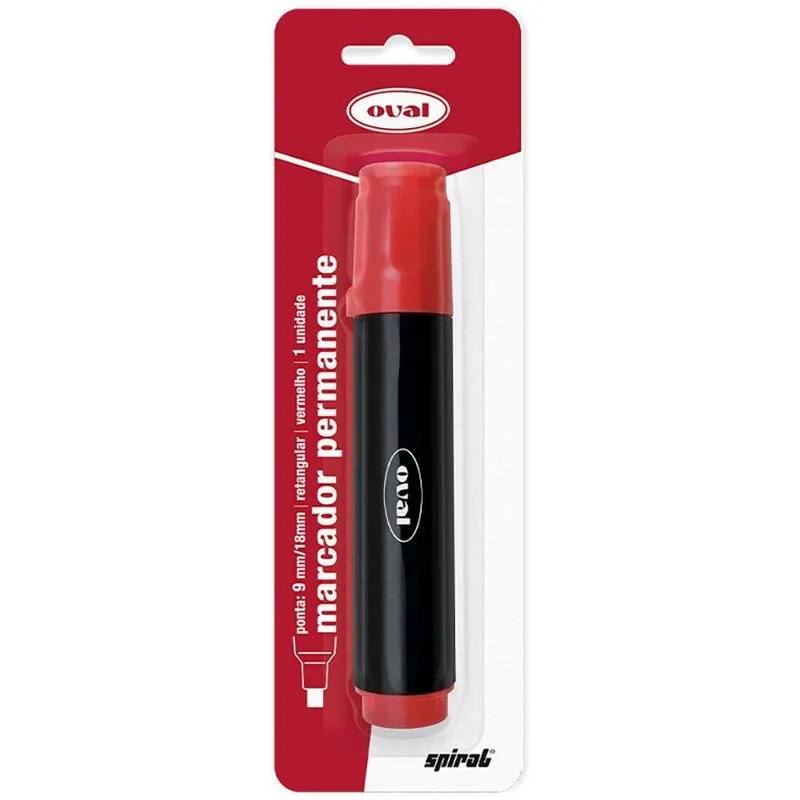 Pincel marcador permanente 18mm vermelho Oval un 1 un