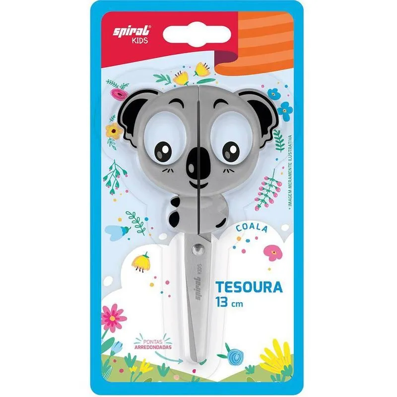 Tesoura escolar Coala 13cm Spiral Kids