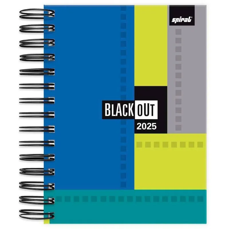 Agenda diária Black Out Azul 2025 2511307 Spiral Blk pt 1 un