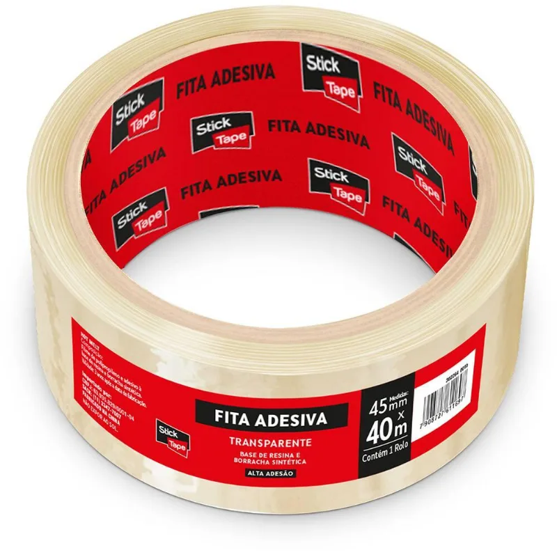 Fita Adesiva PP Transparente Hot melt 45mm x 40m Stick Tape