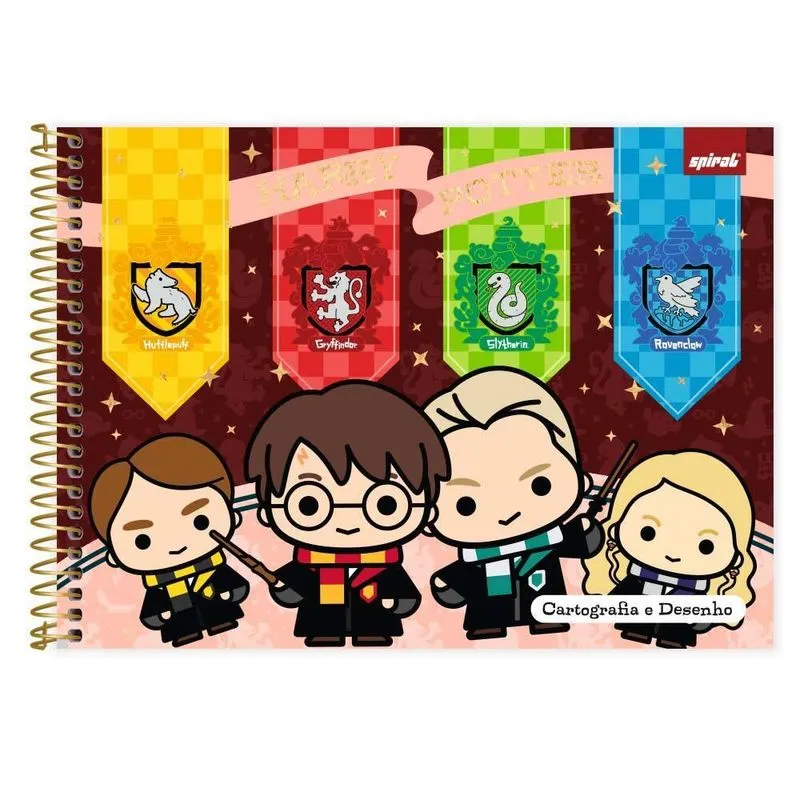 Caderno cartografia capa dura 80fls HP Charms 2513288 Spiral Hpc