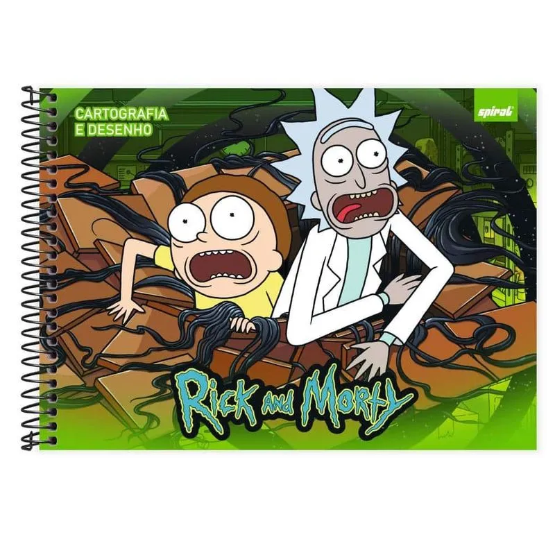 Caderno cartografia capa dura 80fls Ric.Morty 2513462 Spiral Rem