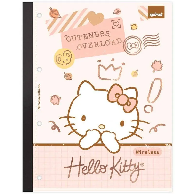 Caderno univ.1x1 80fls coladas wire H. Kitty 2513752 Spiral Hki