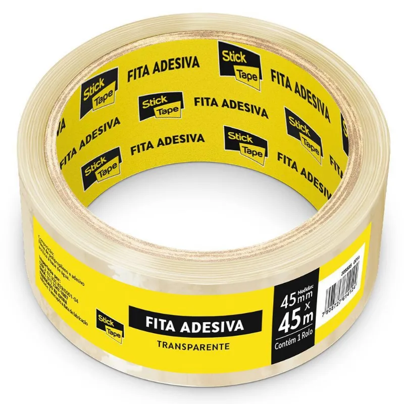 Fita Adesiva Transparente de Empacotamento 45mm x 45m Stick Tape