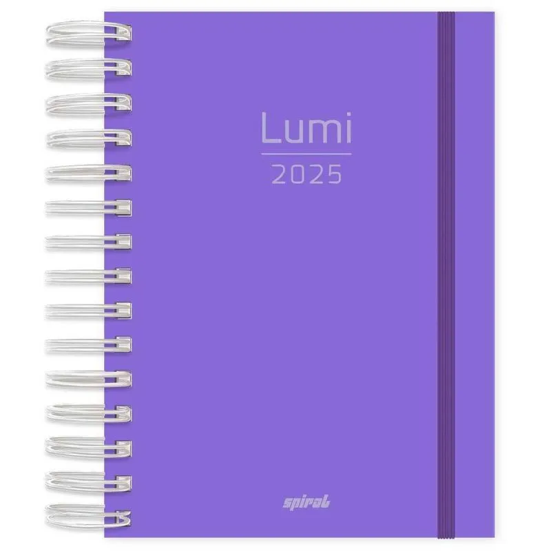 Agenda diária 2025, Lumi Lilás, 176 folhas, 2514469, Spiral Lumi - pt 1 un