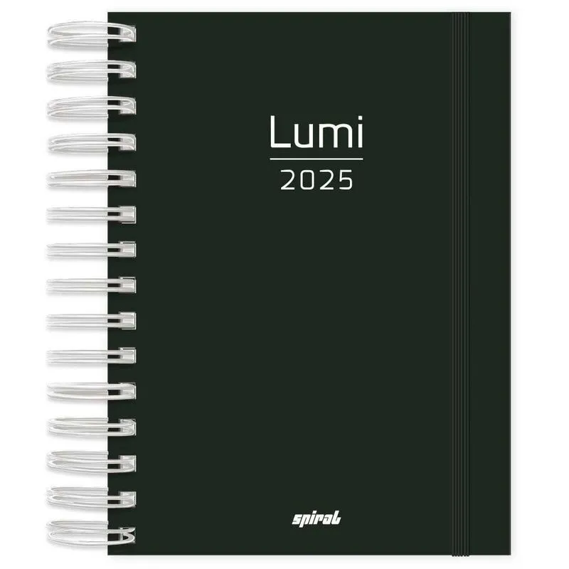 Agenda diária 2025, Lumi Preto, 176 folhas, 2514476, Spiral Lumi - pt 1 un