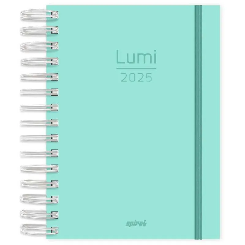 Agenda diária 2025, Lumi Turquesa, 176 folhas, 2514490, Spiral Lumi - pt 1 un
