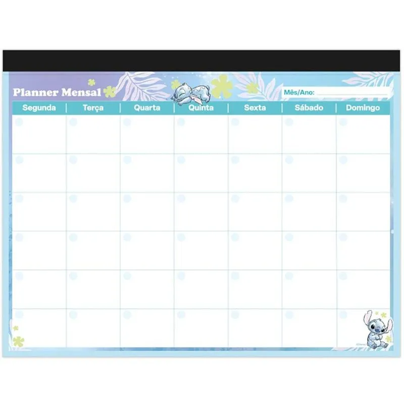 Planner mensal 214x280mm 24fls Stitch 2515091 Spiral Ds pt 1 un