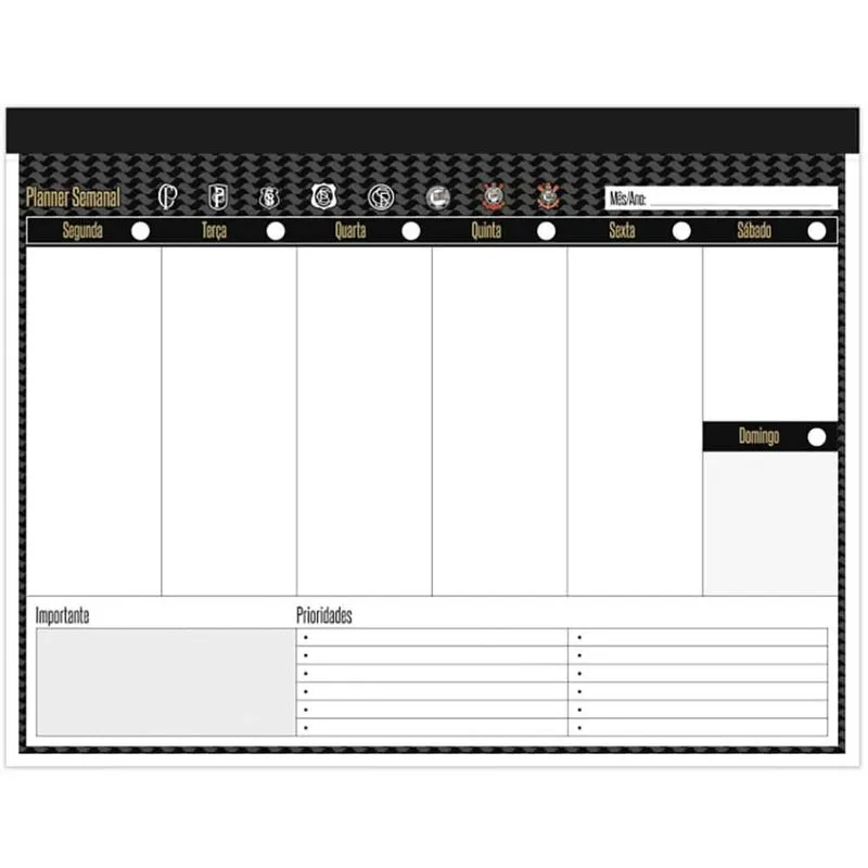 Planner de Mesa Semanal 60 Folhas Corinthians Spiral