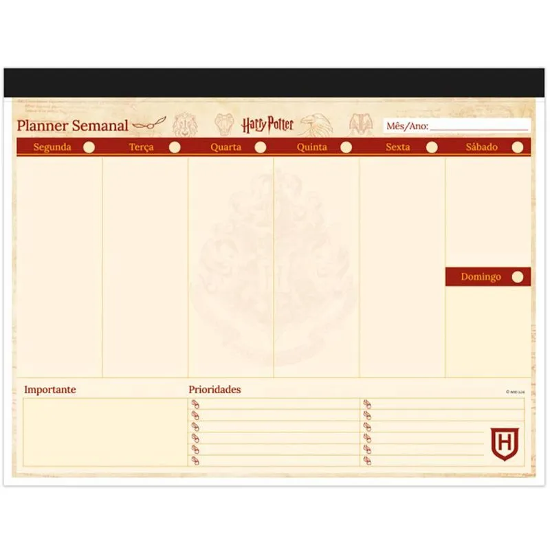 Planner de Mesa Semanal 60 folhas Harry Potter 2515114 Spiral Hpt
