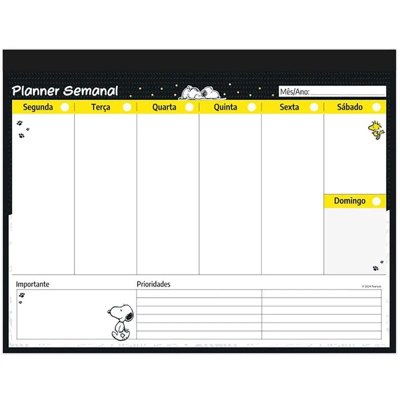 Planner de Mesa Semanal, 60 folhas, Snoopy, 2515145, Spiral Sno - pt 1 un