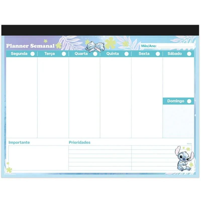 Planner semanal 214x280mm 60fls Stitch 2515152 Spiral Ds pt 1 un