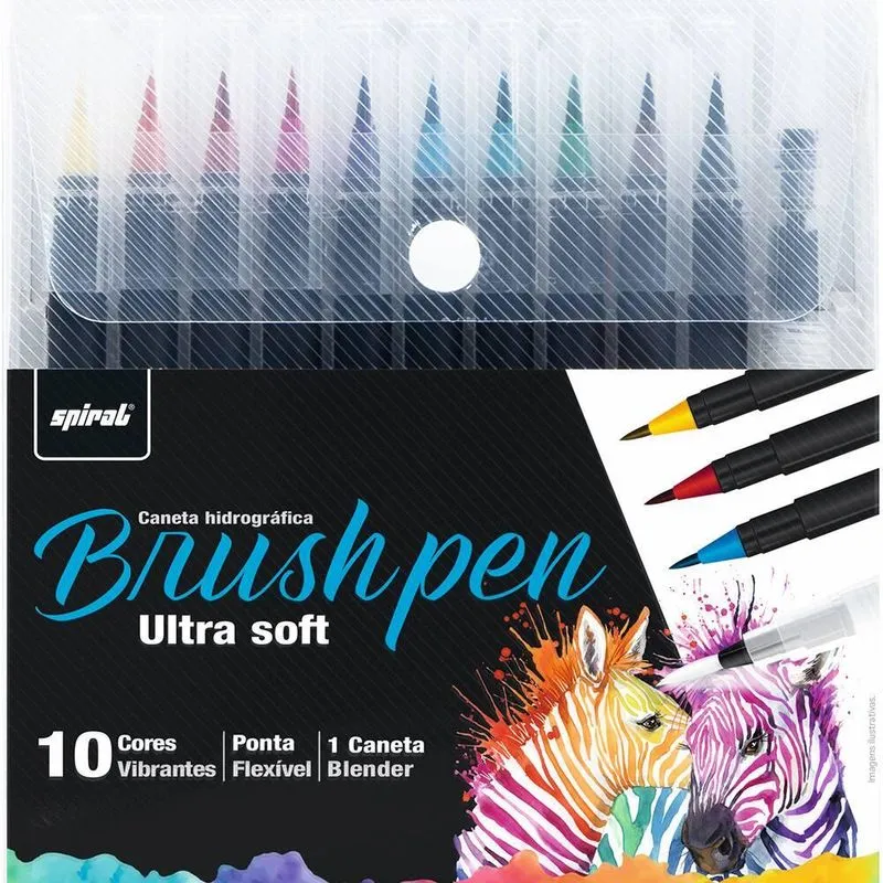 Caneta pincel hidrográfica Brush Pen Soft 10 cores . Spiral