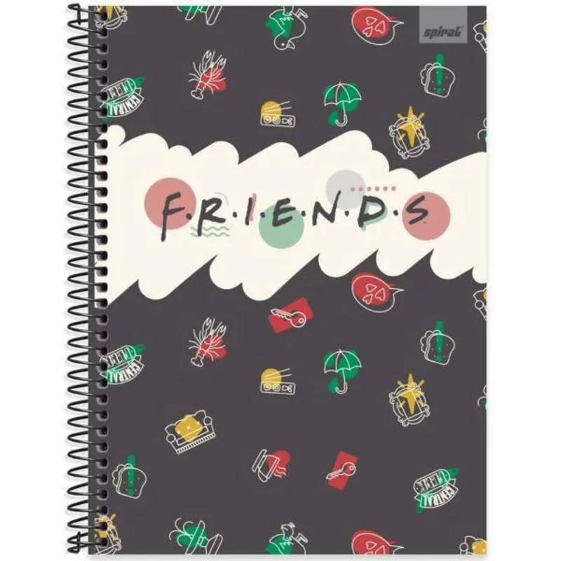 Caderno Universitário Capa Dura 1 x 1 80 Folhas Friends 2515367 Spiral Frd
