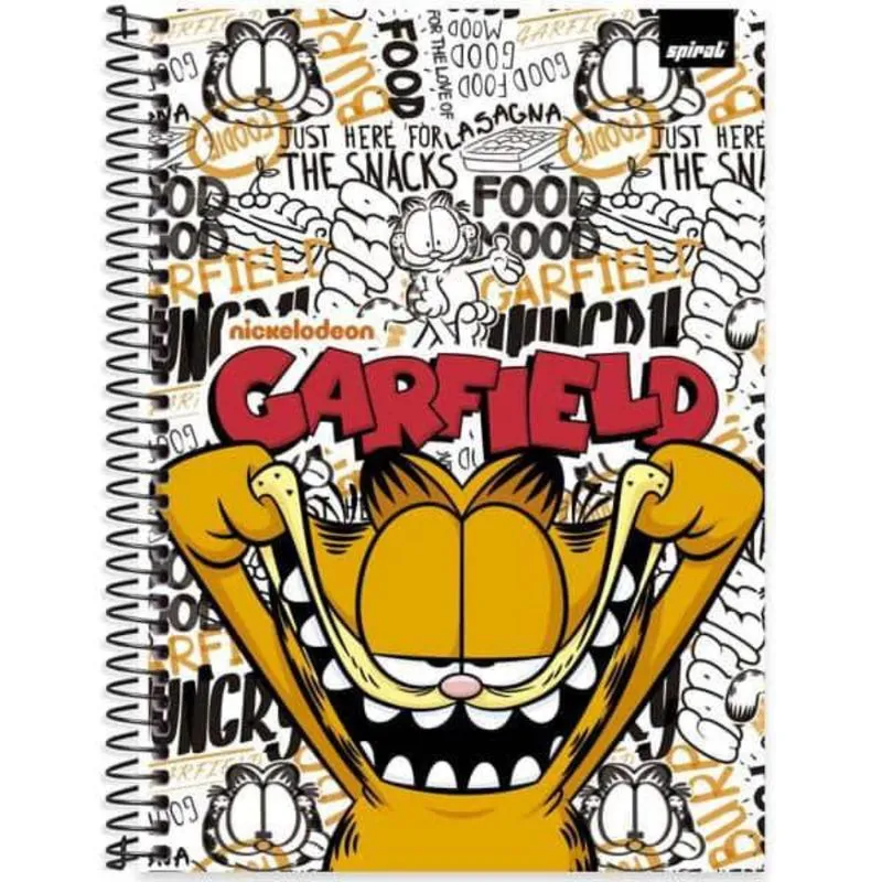 Caderno Universitário Capa Dura 1 x 1 80 Folhas Garfield 2515404 Spiral Gar