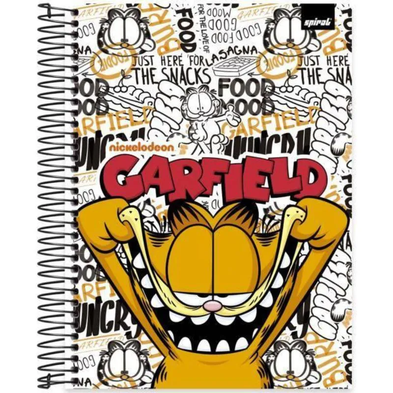 Caderno univ.capa dura 10x1 160fls Garfield 2515411 Spiral Gar