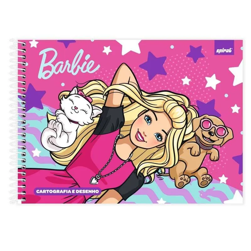Caderno cartografia capa dura 48fl Barbie 2515503 Spiral Brb