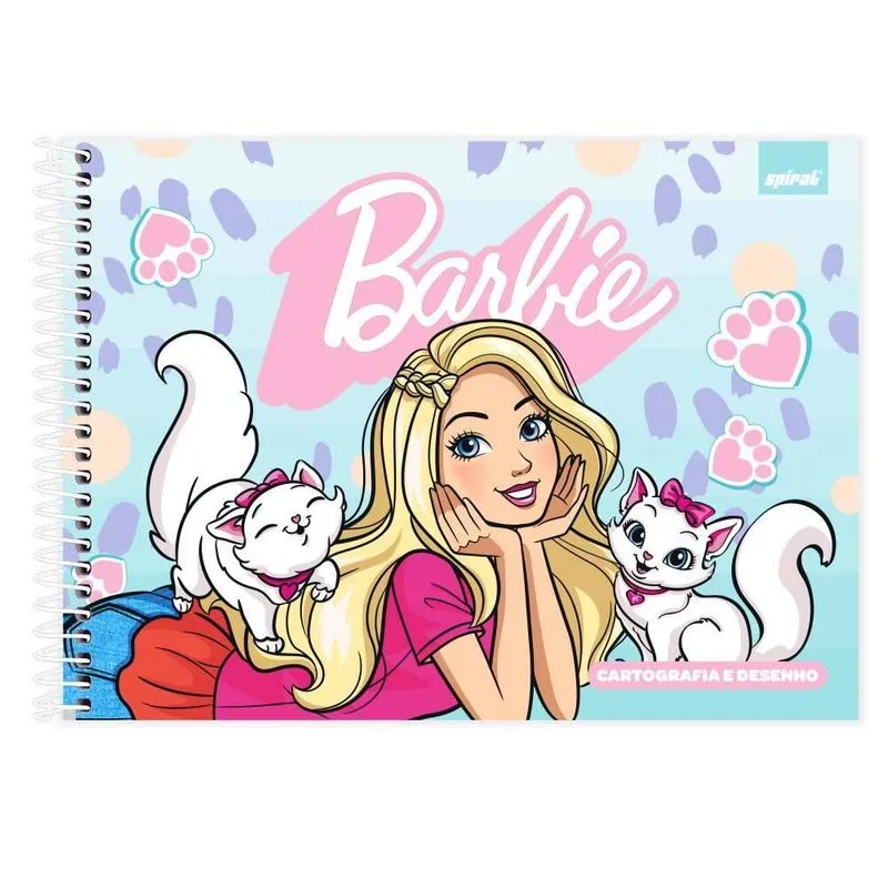 Caderno cartografia capa dura 80fl Barbie 2515510 Spiral Brb