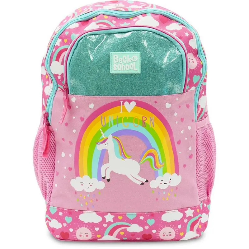 Mochila escolar em poliéster Unicórnio Happy-Time