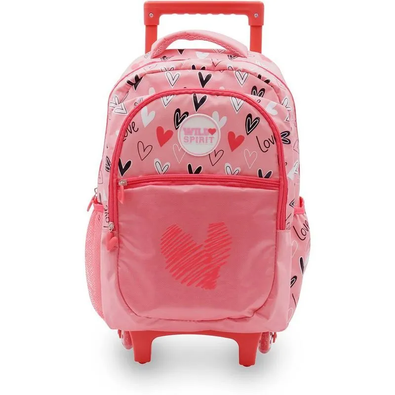 Mochila escolar em poliéster Corações Rosa Happy-Time