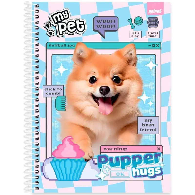 Caderno Universitário Capa Dura 1 x 1 80 Folhas My Pet 2519327 Spiral Pet - pt 1 un