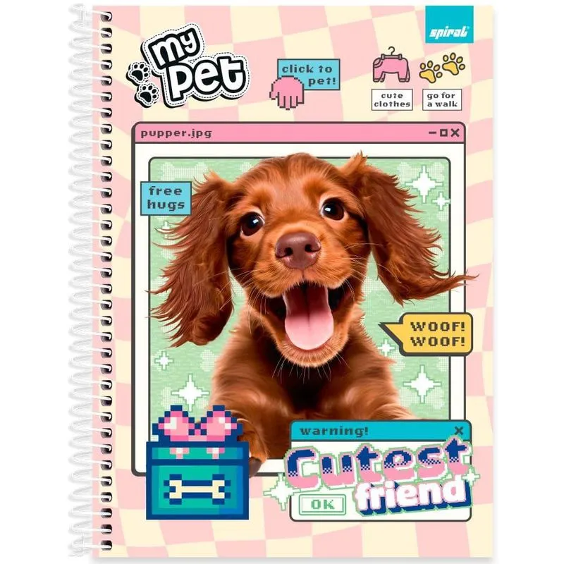 Caderno Universitário Capa Dura 1 x 1 80 Folhas My Pet 2519341 Spiral Pet - pt 1 un