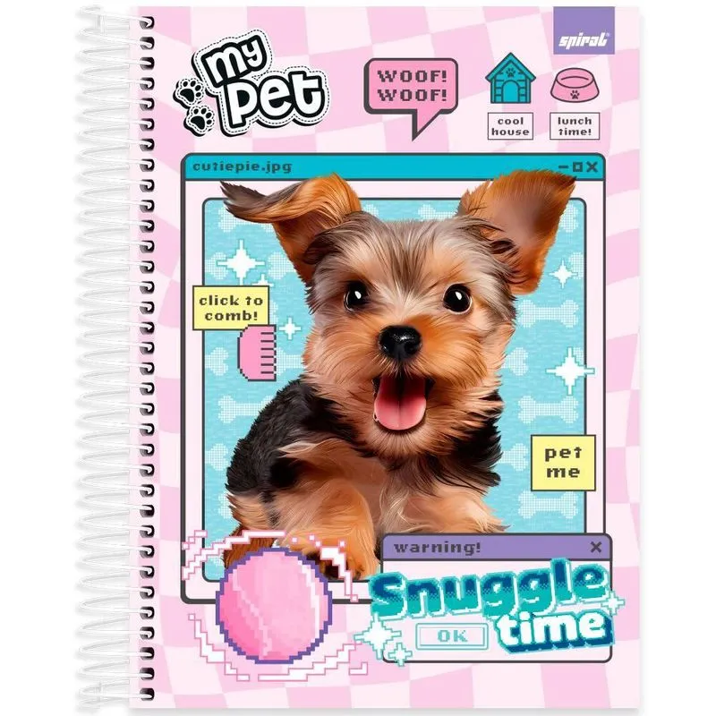 Caderno Universitário Capa Dura 10 x 1 160 Folhas My Pet Cachorro 2519358 Spiral Pet - pt 1 un