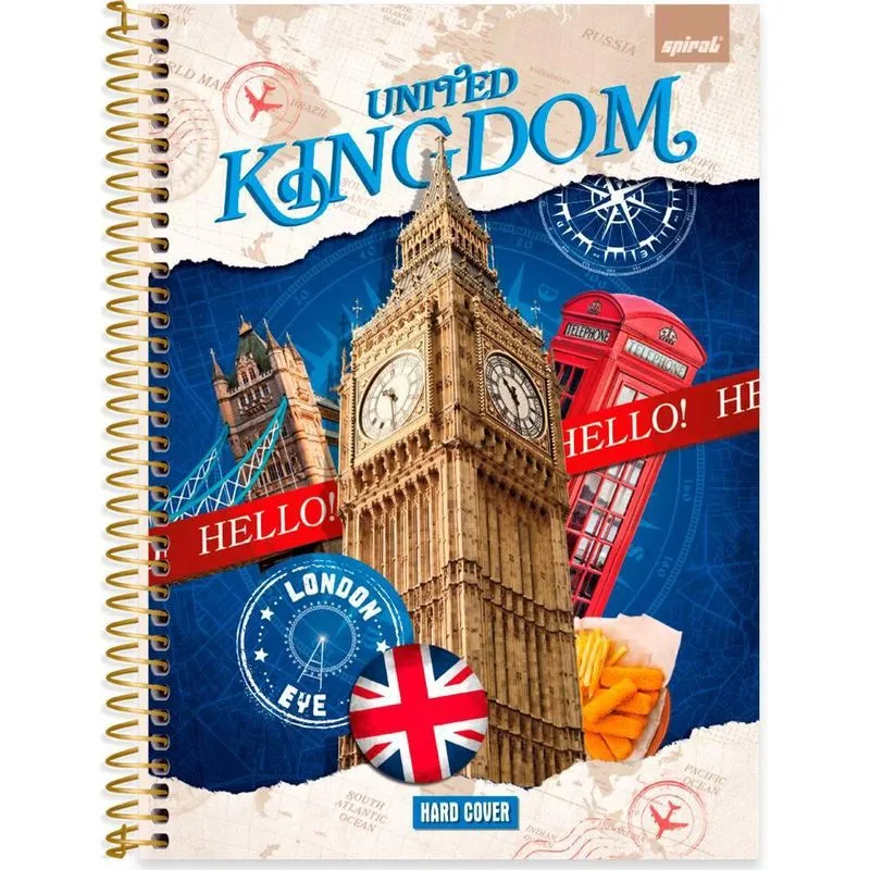 Caderno Universitário Capa Dura 1 x 1 80 Folhas Hard Cover Londres 2519389 Spiral Har - pt 1 un