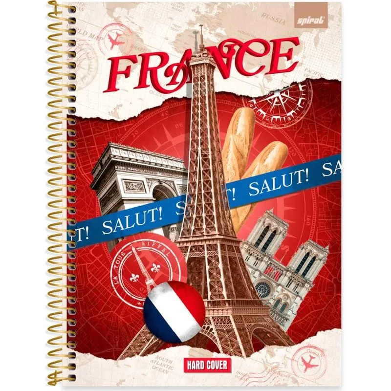 Caderno Universitário Capa Dura 1 x 1 80 Folhas Hard Cover França 2519396 Spiral Har - pt 1 un