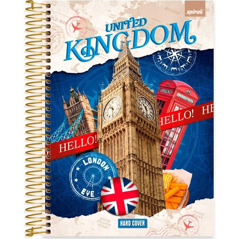 Caderno Universitário Capa Dura 10 x 1 160 Folhas Hard Cover Londres 2519402 Spiral Har - pt 1 un