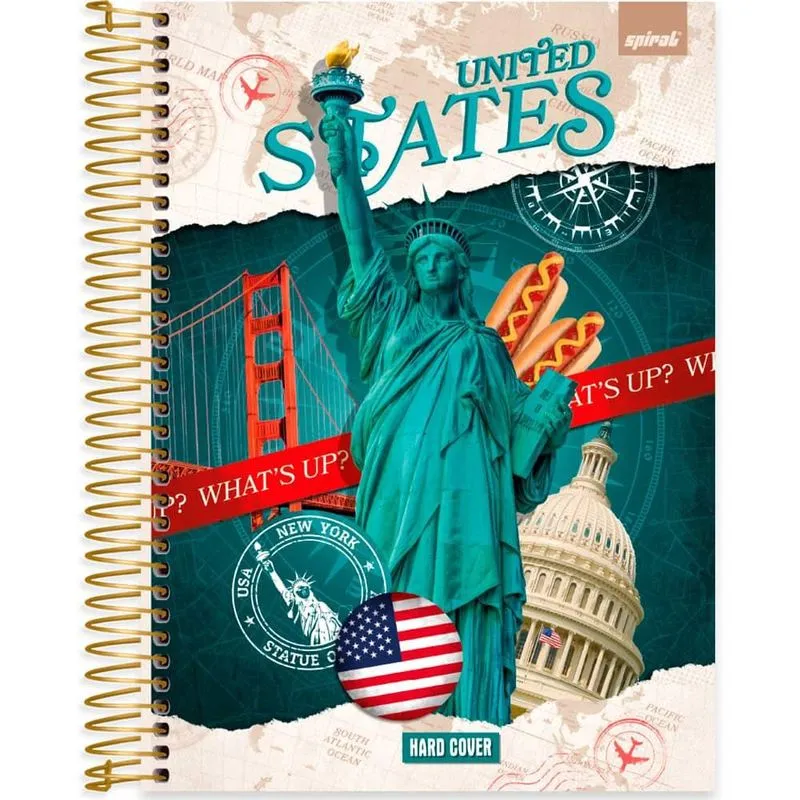 Caderno Universitário Capa Dura 10 x 1 160 Folhas Hard Cover Estados Unidos 2519419 Spiral Har - pt 1 un