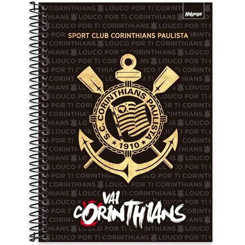 Caderno Universitário Capa Dura 1x1 80 Folhas Corinthians Spiral