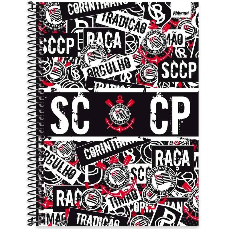 Caderno Universitário Capa Dura 1x1 80 Folhas Corinthians Spiral