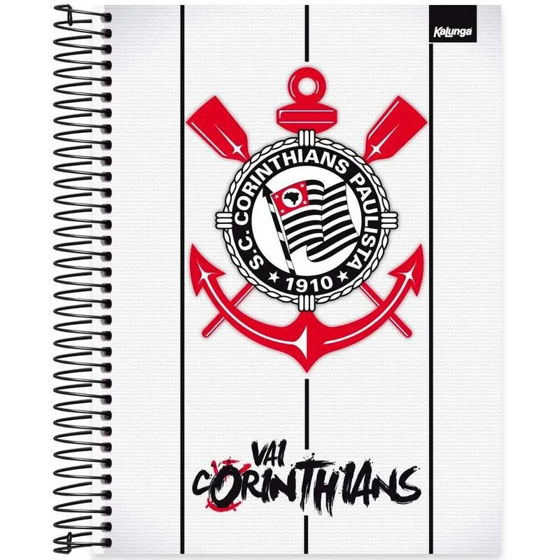 Caderno Universitário Capa Dura 10x1 160 Folhas Corinthians Spiral