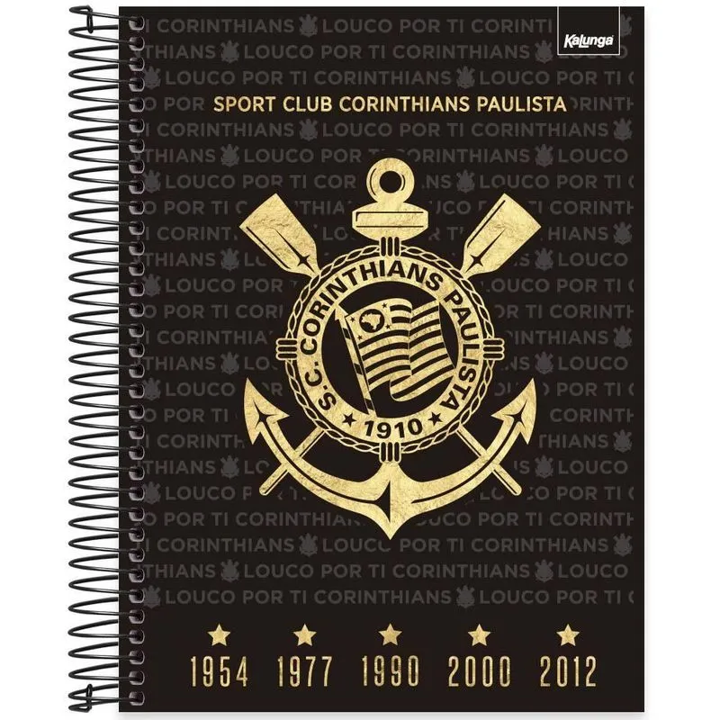 Caderno Universitário Capa Dura 15x1 240 Folhas Corinthians Spiral